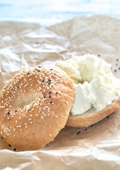 Bagel with cream cheese photo