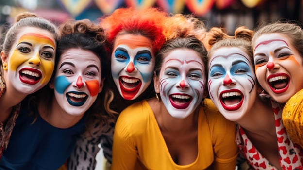 Clowns. Smiling silly and colorful entertainers photo
