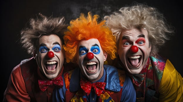 Clowns. Smiling silly and colorful entertainers photo