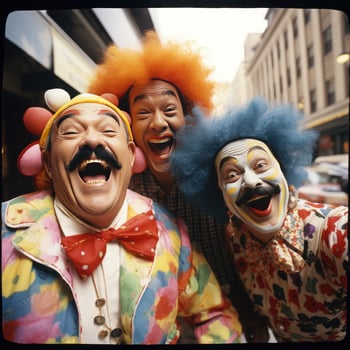 Clowns. Smiling silly and colorful entertainers photo