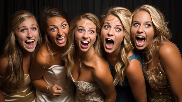 Silly photo booth poses with group