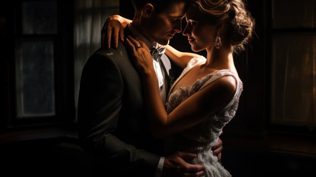 Romantic slow dance with intimate embrace photo