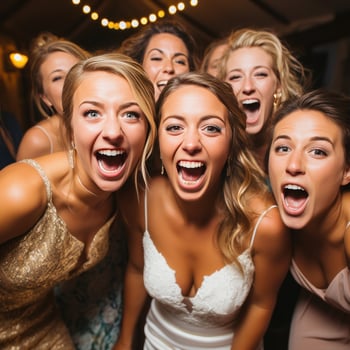 Silly photo booth poses with group