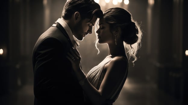 Romantic slow dance with intimate embrace photo