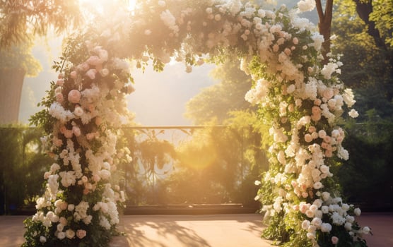 AI Generated Wedding arch with flowers photo