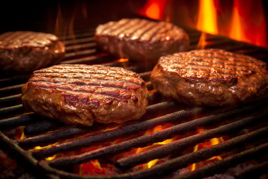 Hamburgers on the grill. AI Generated photo