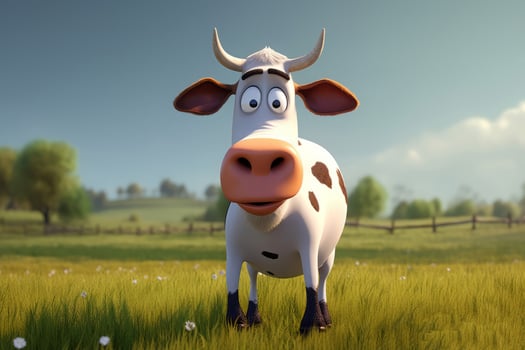 Cartoon cow mammal. Generate Ai photo
