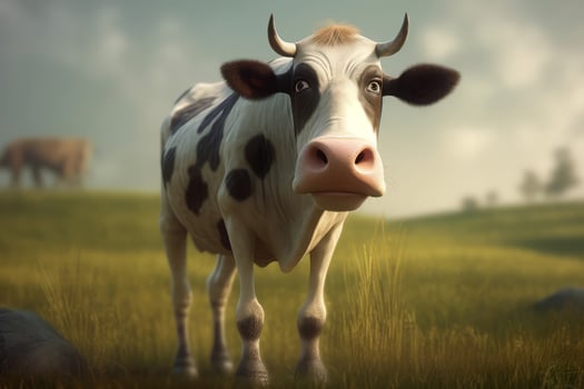 Cartoon cow cattle. Generate Ai photo