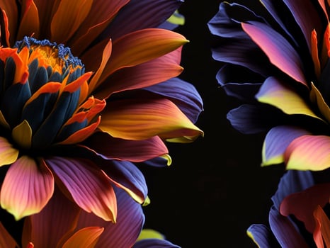 A colorful picture of a flower with a black background Generative Ai photo