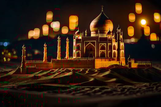 a model of the taj mahal at night. AI-Generated photo