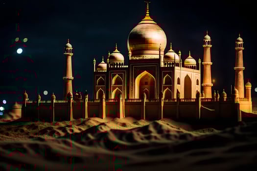a model of a taj mahal at night. AI-Generated photo