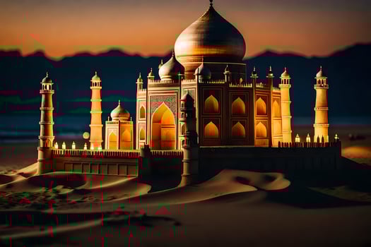 a taj mahal in the desert. AI-Generated photo