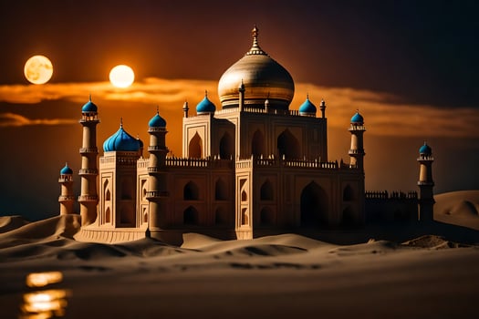 the taj mahal is a beautiful building in the desert. AI-Generated photo