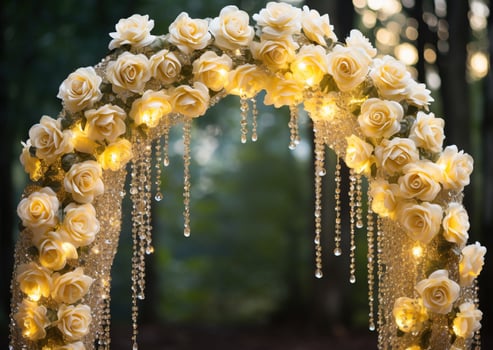 AI Generated Golden Flower Arch with Copy Space photo