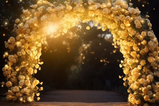 AI Generated Golden Flower Arch with Copy Space photo