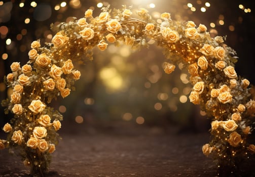 AI Generated Golden Flower Arch with Copy Space photo