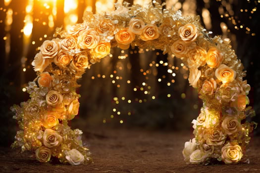 AI Generated Golden Flower Arch with Copy Space photo
