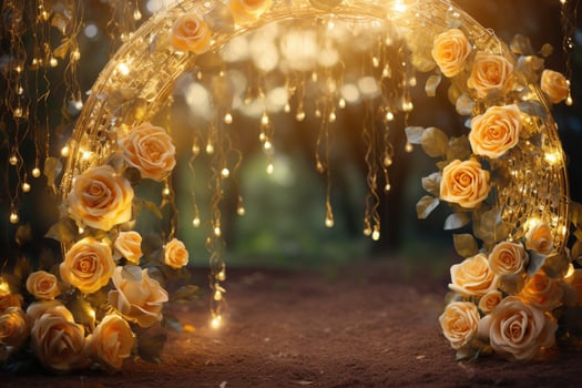 AI Generated Golden Flower Arch with Copy Space photo