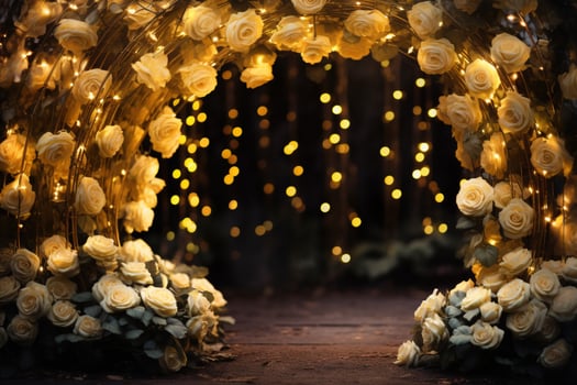 AI Generated Golden Flower Arch with Copy Space photo