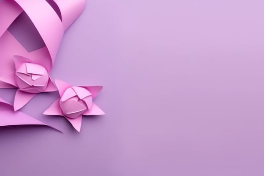 Pink or purple ribbon as breast cancer or epilepsy awareness symbol and copy space. World cancer day concept by AI Generated photo