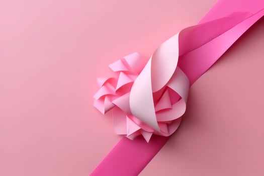 Pink or purple ribbon as breast cancer or epilepsy awareness symbol and copy space. World cancer day concept by AI Generated photo