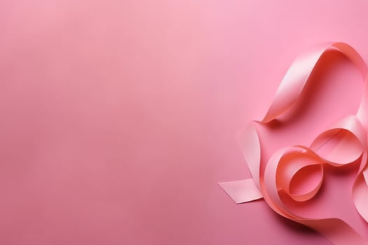 Pink or purple ribbon as breast cancer or epilepsy awareness symbol and copy space. World cancer day concept by AI Generated photo