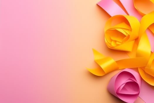 Pink or purple ribbon as breast cancer or epilepsy awareness symbol and copy space. World cancer day concept by AI Generated photo