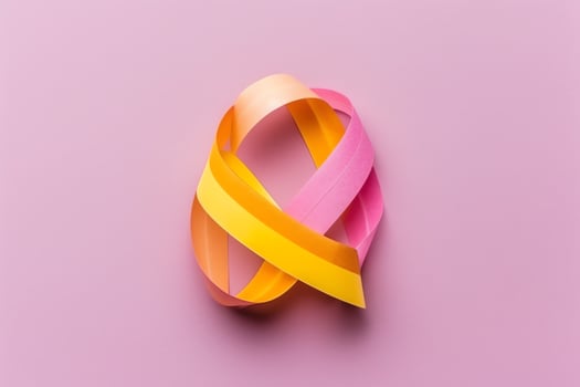 Pink or purple ribbon as breast cancer or epilepsy awareness symbol and copy space. World cancer day concept by AI Generated photo