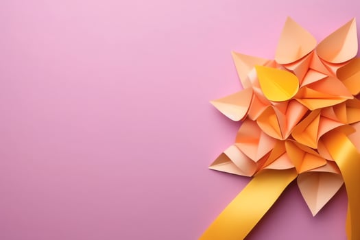 Pink or purple ribbon as breast cancer or epilepsy awareness symbol and copy space. World cancer day concept by AI Generated photo