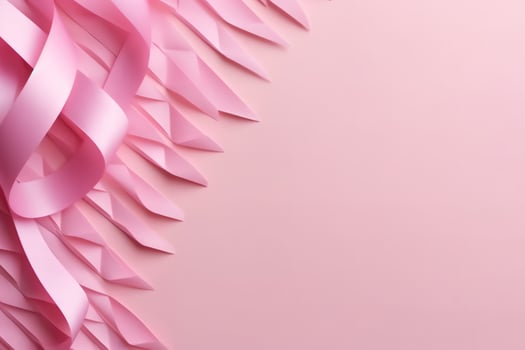 Pink or purple ribbon as breast cancer or epilepsy awareness symbol and copy space. World cancer day concept by AI Generated photo