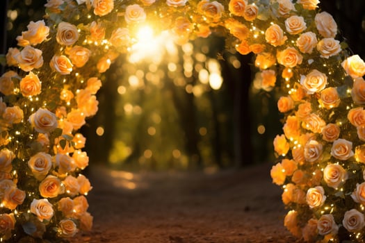AI Generated Golden Flower Arch with Copy Space photo