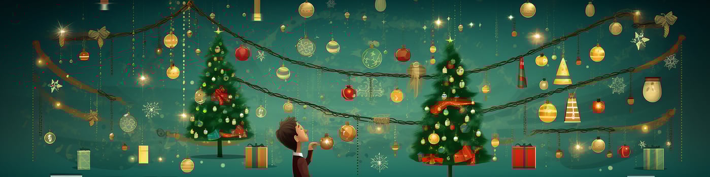 Ai generated Image of christmas celebration tree in modern and classical design in the street and nature and interior photo
