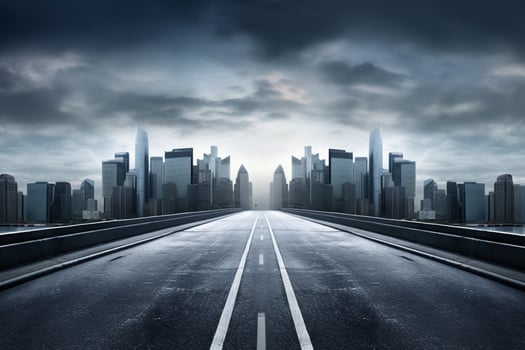 expressway and the modern city skyline ai generative photo