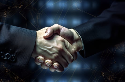 business deal partnership handshake innovation corporate business concept ai generative photo