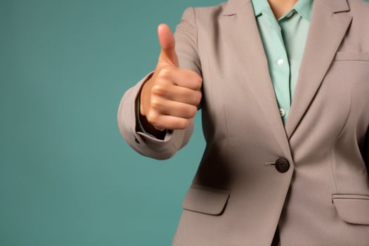 business woman torso thumb raise up ai generative photo