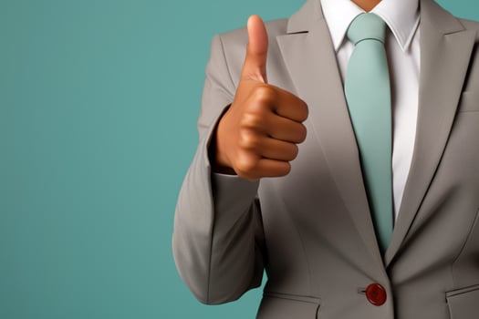 business woman torso thumb raise up ai generative photo