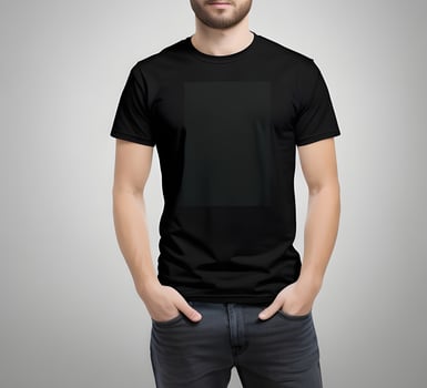 Young man wearing blank black t shirt mockup print presentation mockup ai generate photo