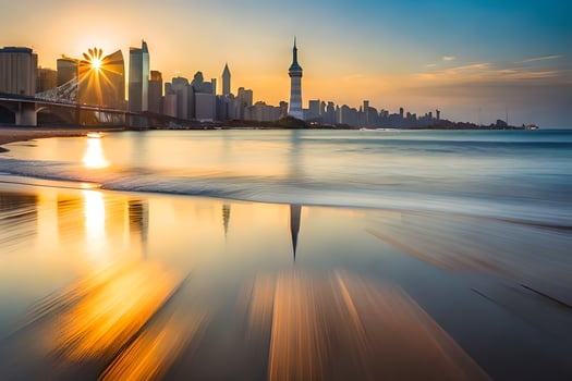 the sun rises over the city skyline in taipei, taiwan. AI-Generated photo