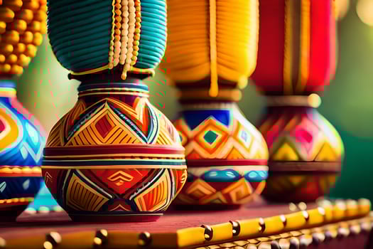 colorful vases with colorful designs on them. AI-Generated photo