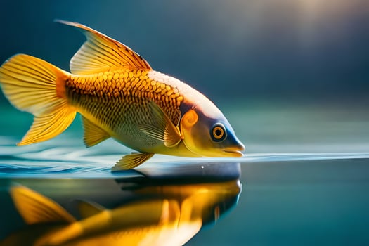 goldfish, fish, water, reflection, the sun, hd wallpaper. AI-Generated photo