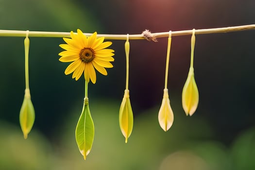 a sunflower is growing from a stem. AI-Generated photo