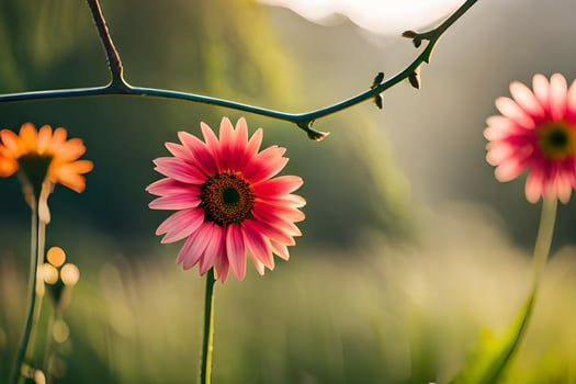 pink flowers in the sun. AI-Generated photo