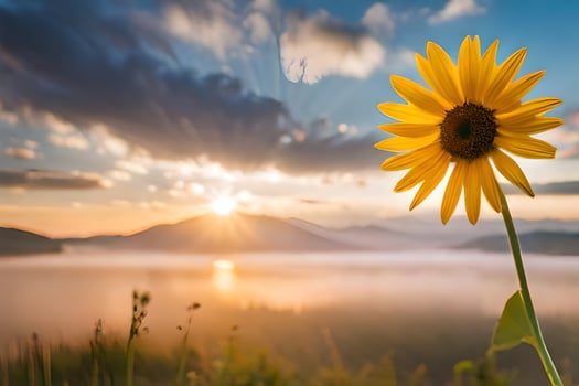 photo wallpaper the sun, sunflower, sunrise, the sky, the sun, the sunflower. AI-Generated