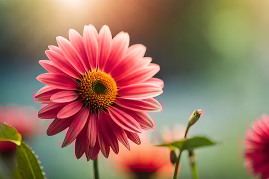pink flowers in the sun with green leaves. AI-Generated photo