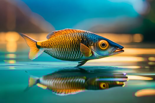 a fish is reflected in the water. AI-Generated photo
