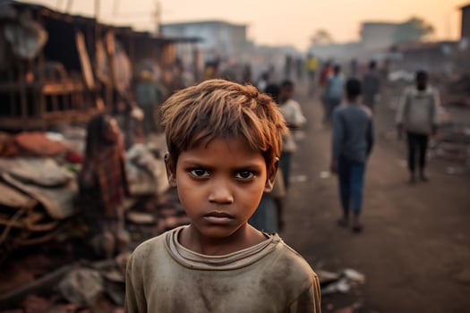 AI Generative Images of a child depicting social inequality in society photo