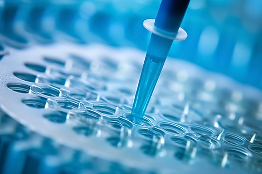 Macro shot of doctor tip and plastic plate for immunosorbent assay. AI Generated photo