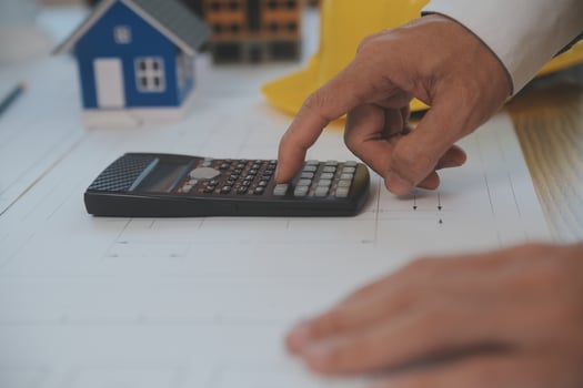 Construction and structure concept of Engineer or architect meeting for project working with partner and engineering tools on model building and blueprint in working site, contract for both companies. photo