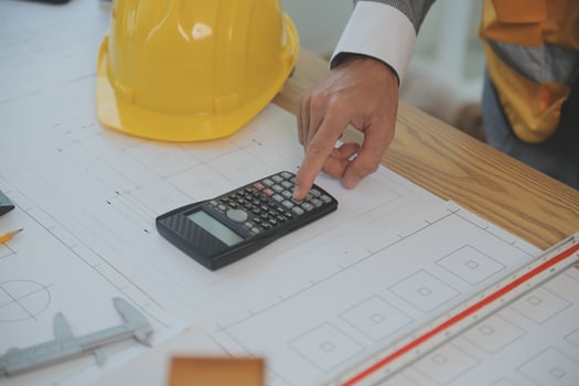 Construction and structure concept of Engineer or architect meeting for project working with partner and engineering tools on model building and blueprint in working site, contract for both companies. photo