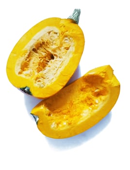 Chopped pumpkin on a white background photo